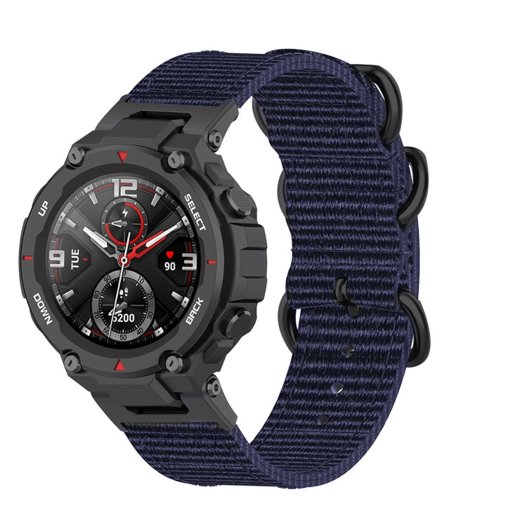 Three-ring Black Buckle Nylon Watch Band, For Amazfit T-Rex / T-Rex Pro / Ares