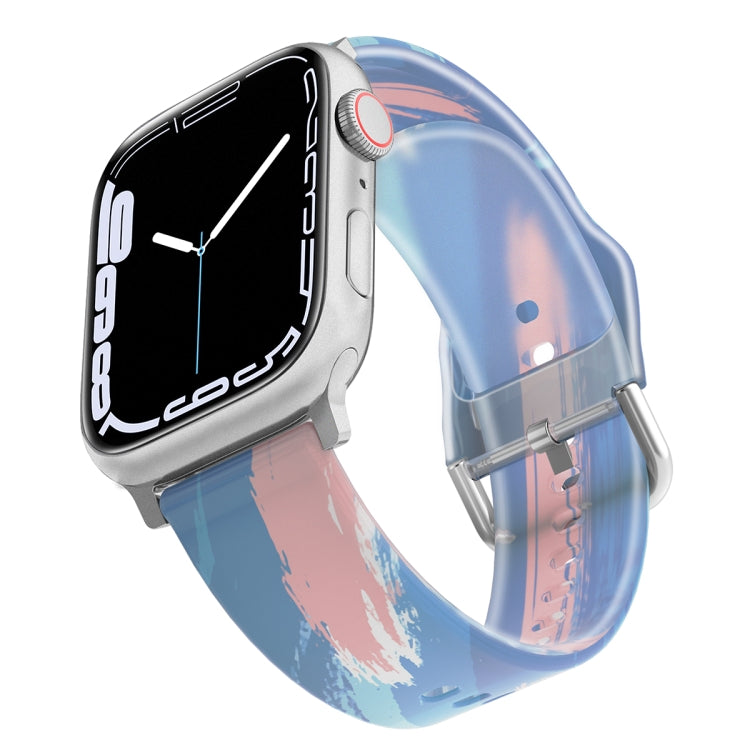 Frosted Translucent Silicone Watch Band For Apple Watch Series, 7 45mm / 6&SE&5&4 44mm / 3&2&1 42mm, 7 41mm / 6&SE&5&4 40mm / 3&2&1 38mm