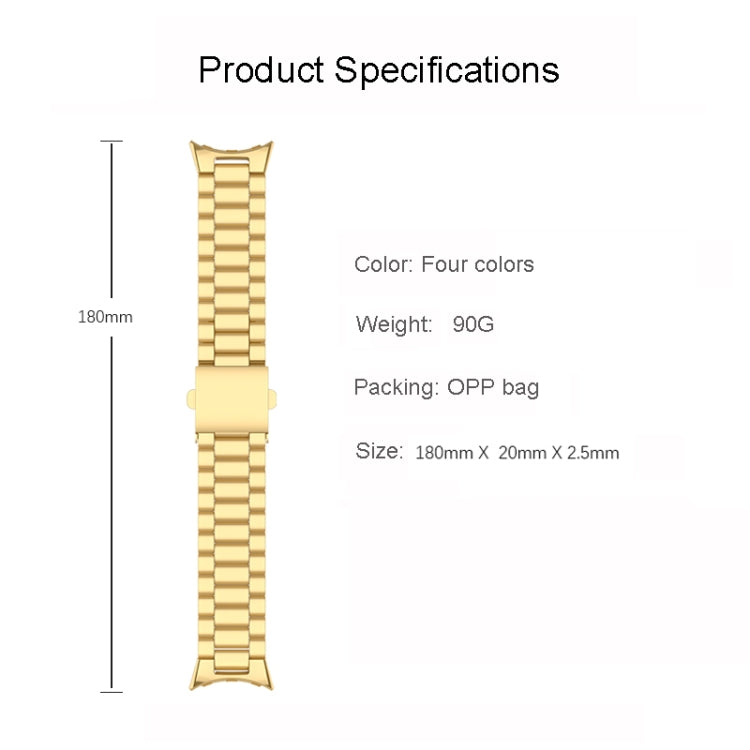 Three Strains Stainless Steel Metal Watch Band, For Google Pixel Watch 4 / 3 / 2 / 1 41mm