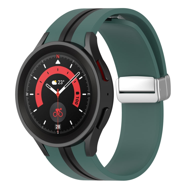 Two-color Silver Buckle Silicone Watch Band, For Samsung Galaxy Watch 5 Pro