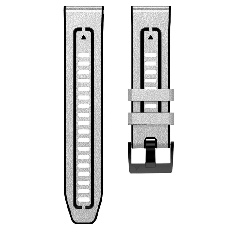 Quick Release Silicone Leather Watch Band, For Garmin Fenix 7