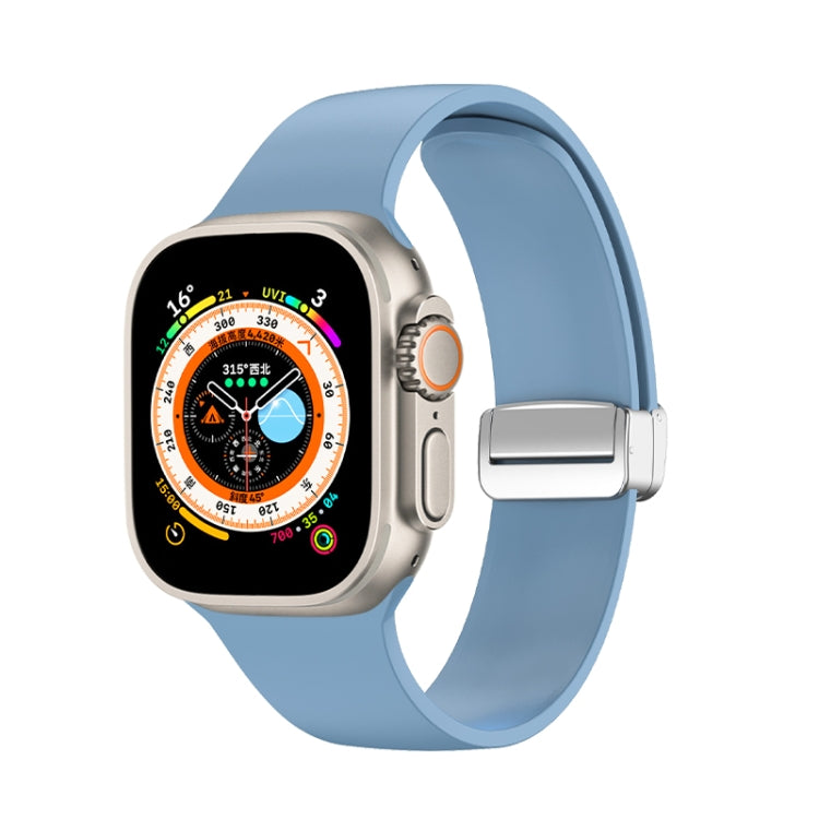 Folding Buckle Silicone Watch Band, For Apple Watch Ultra 49mm, For Apple Watch Series 8&7 45mm / SE 2&6&SE&5&4 44mm / 3&2&1 42mm