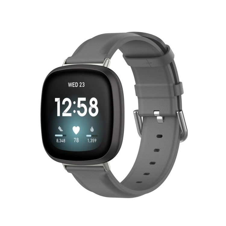 Genuine Leather Watch Band, For Fitbit Versa 3 / Sense