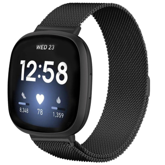 20mm Milanese Magnetic Metal Split Buckle Watch Band, For Fitbit Versa 4 / Versa 3