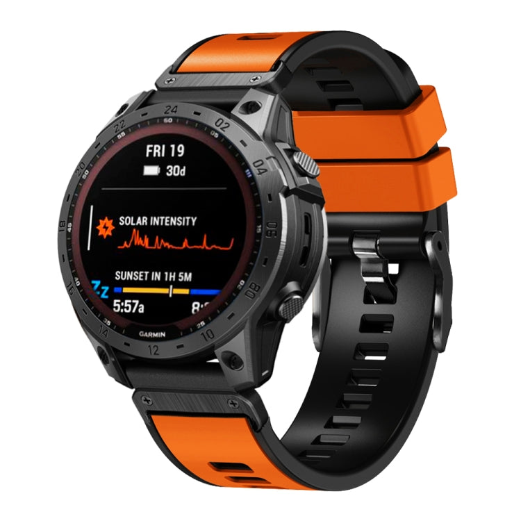 22mm Plain Weave Two-Color Quick Release Silicone Watch Band, For Garmin Fenix 7