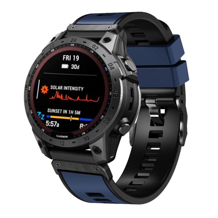 22mm Plain Weave Two-Color Quick Release Silicone Watch Band, For Garmin Fenix 7