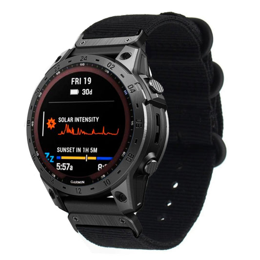 Three-ring Steel Buckle Nylon Watch Band, For Garmin Fenix 7X, For Garmin Fenix 7