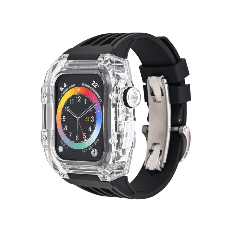Fluorine Rubber Clear Watch Band Case, For Apple Watch Series 8&7 45mm, For Apple Watch Series 8&7 45mm/SE 2&6&SE&5&4 44mm