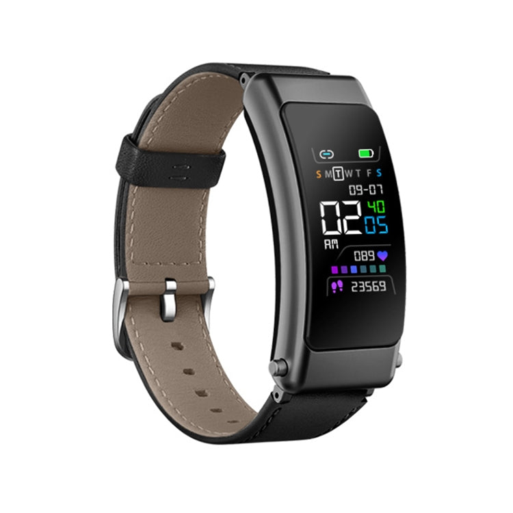 K50+ 0.96 inch Leather Band Earphone Detachable Life Waterproof Smart Watch Support Bluetooth Call, Leather Band (Brown), Leather Band (Black), Leather Band (Brown Silver)