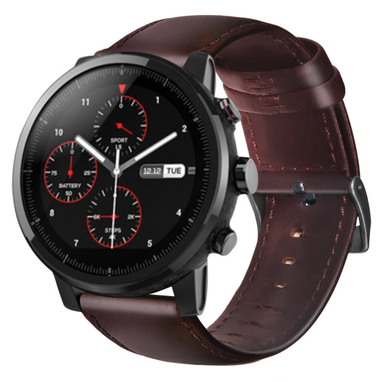 Oil Wax Genuine Leather Watch Band, For Amazfit GTR 47mm / Pace / Stratos, For Amazfit 2 Stratos, For Ticwatch Pro / E2 / S2, For Pebble Gen 1, For Pebble Time