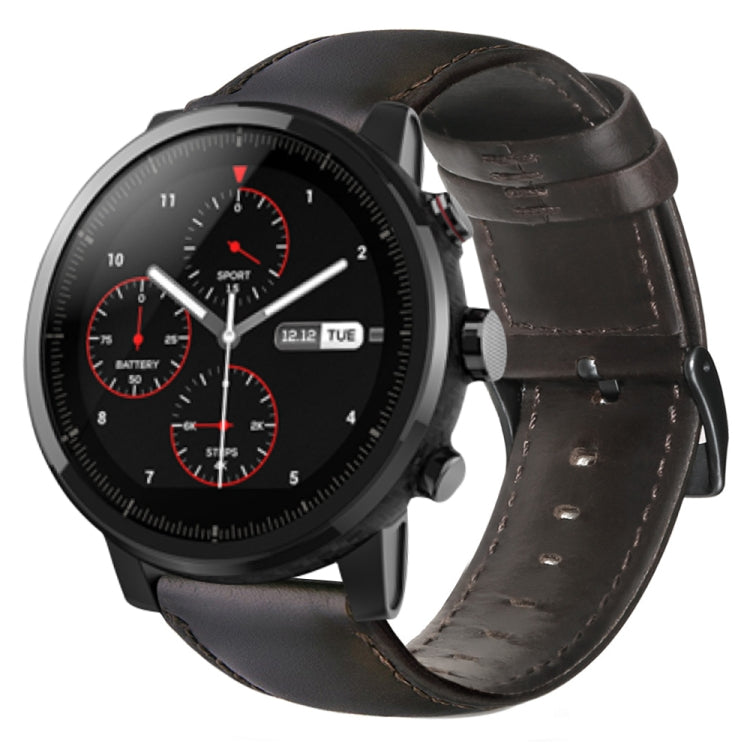 Oil Wax Genuine Leather Watch Band, For Amazfit GTR 47mm / Pace / Stratos, For Amazfit 2 Stratos, For Ticwatch Pro / E2 / S2, For Pebble Gen 1, For Pebble Time