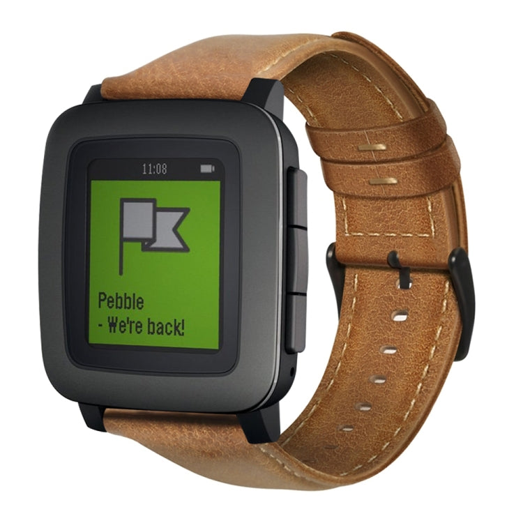 Oil Wax Genuine Leather Watch Band, For Amazfit GTR 47mm / Pace / Stratos, For Amazfit 2 Stratos, For Ticwatch Pro / E2 / S2, For Pebble Gen 1, For Pebble Time