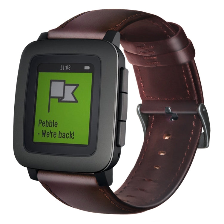 Oil Wax Genuine Leather Watch Band, For Amazfit GTR 47mm / Pace / Stratos, For Amazfit 2 Stratos, For Ticwatch Pro / E2 / S2, For Pebble Gen 1, For Pebble Time