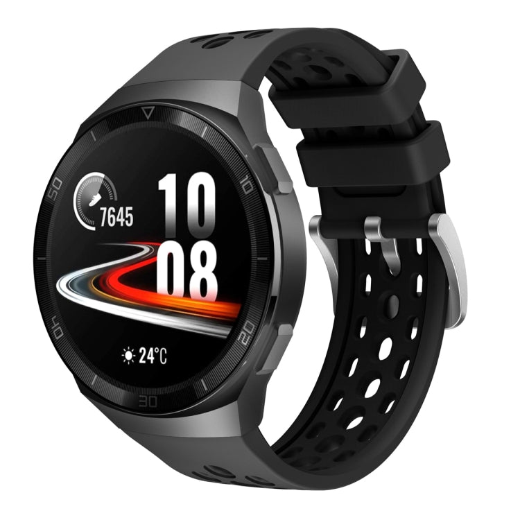 Two Color Round Hole Silicone Watch Band, For Huawei Watch GT 2e