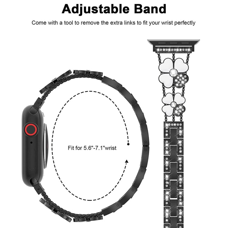 Petal Metal Diamond Watch Band, For Apple Watch 3 38mm, For Apple Watch 9 45mm, For Apple Watch 3 42mm, For Apple Watch 2 38mm, For Apple Watch 2 42 mm, For Apple Watch 38mm, For Apple Watch 9 41mm, For Apple Watch 42mm