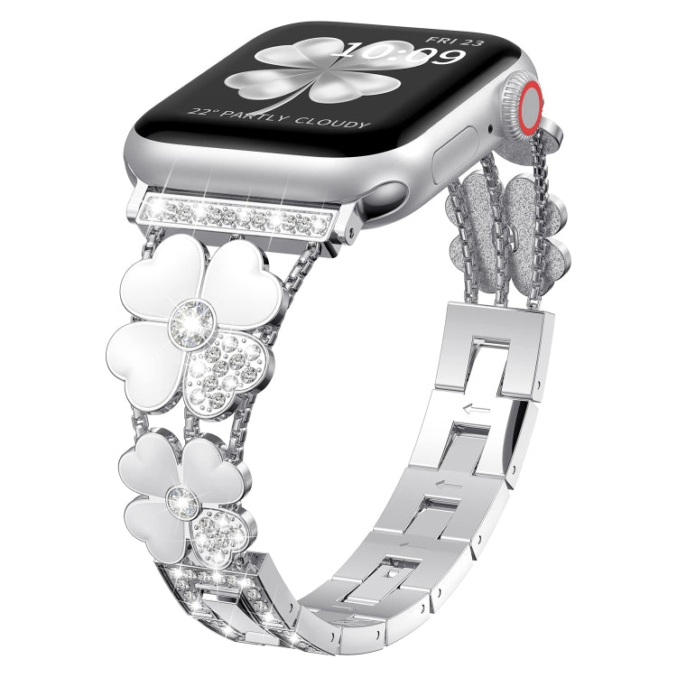 Petal Metal Diamond Watch Band, For Apple Watch 3 38mm, For Apple Watch 9 45mm, For Apple Watch 3 42mm, For Apple Watch 2 38mm, For Apple Watch 2 42 mm, For Apple Watch 38mm, For Apple Watch 9 41mm, For Apple Watch 42mm