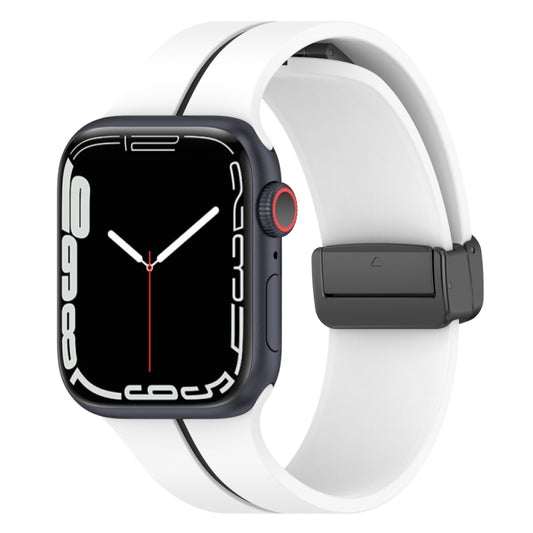 Two Color Folding Buckle Silicone Watch Band, For Apple Watch SE 2023 44mm, For Apple Watch Ultra 49mm, For Apple Watch 8 41mm, For Apple Watch 8 45mm