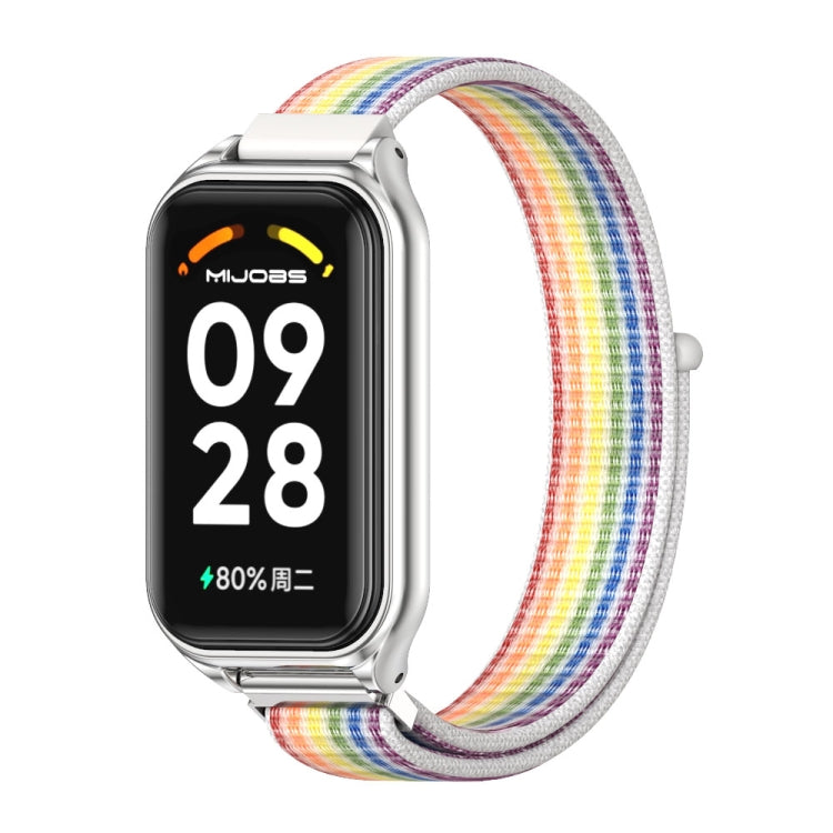 Mijobs Metal Shell Breathable Nylon Loop Watch Band, For Xiaomi Smart Band 8 Active / Redmi Band 2