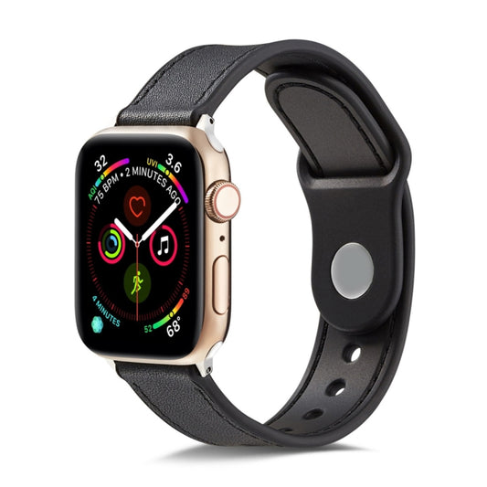 Single Buckle TPU+ Genuine Leather Watchband, For Apple Watch Series 7 41mm / 6 & SE & 5 & 4 40mm / 3 & 2 & 1 38mm, For Apple Watch Series 7 45mm / 6 & SE & 5 & 4 44mm / 3 & 2 & 1 42mm, For Apple Watch Series 8&7 41mm / SE 2&6&SE&5&4 40mm / 3&2&1 38mm