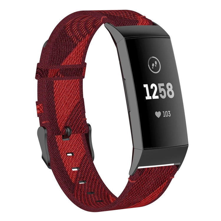 For Fitbit Charge 4 / Charge 3 / Charge 3 SE Stainless Steel Head Grain Nylon Denim Replacement Strap Watchband