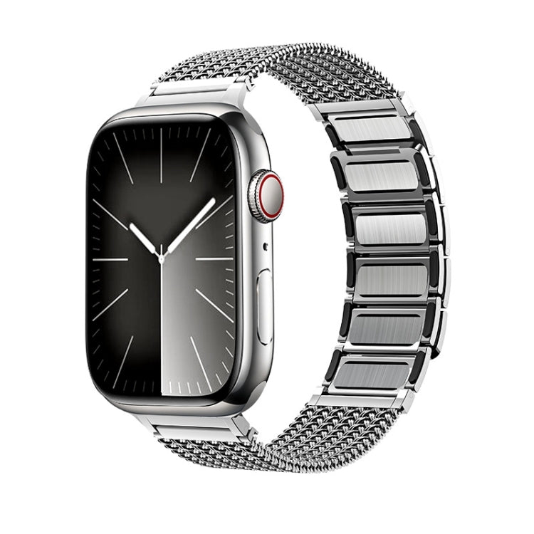 Magnetic Clasp Braided Chain Stainless Steel Watch Band, For Apple Watch SE 2023 44mm, For Apple Watch SE 2023 40mm, For Apple Watch Ultra 2 49mm, For Apple Watch Series 9 45mm, For Apple Watch Series 9 41mm, For Apple Watch Ultra 49mm                 ...