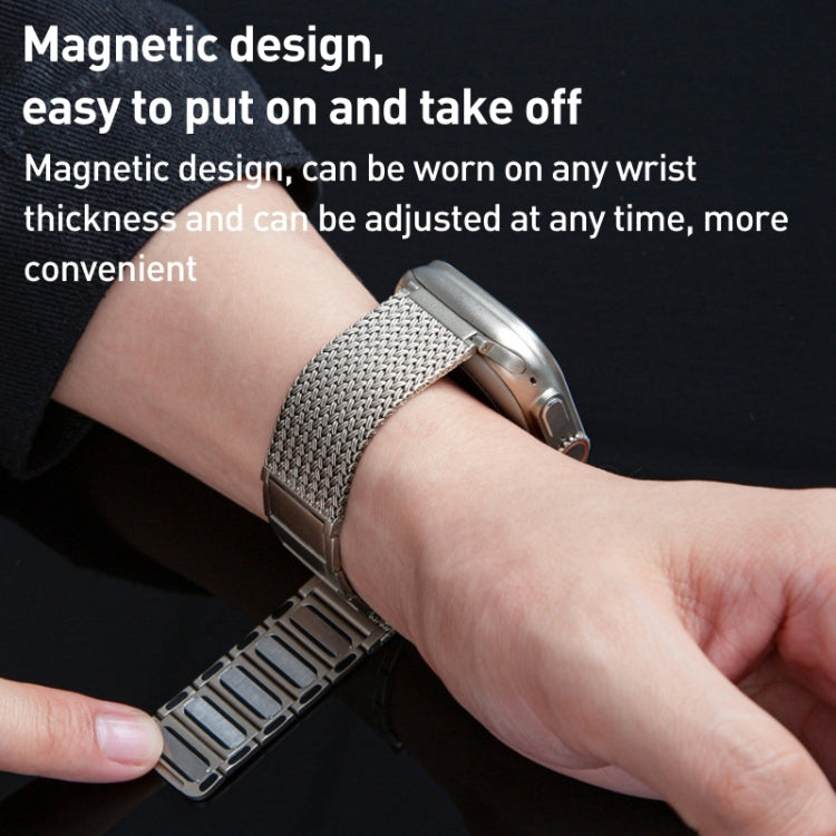 Magnetic Clasp Braided Chain Stainless Steel Watch Band, For Apple Watch SE 2023 44mm, For Apple Watch SE 2023 40mm, For Apple Watch Ultra 2 49mm, For Apple Watch Series 9 45mm, For Apple Watch Series 9 41mm, For Apple Watch Ultra 49mm                 ...