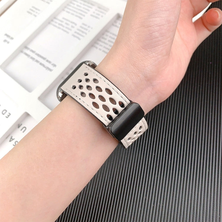 Hole Style Folding Buckle PU Leather Watch Band, For Apple Watch Ultra 49mm