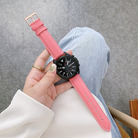 Genuine Leather Silver Buckle Replacement Strap Watchband, For Samsung Galaxy Watch3 45mm, For Samsung Galaxy Watch3 41mm