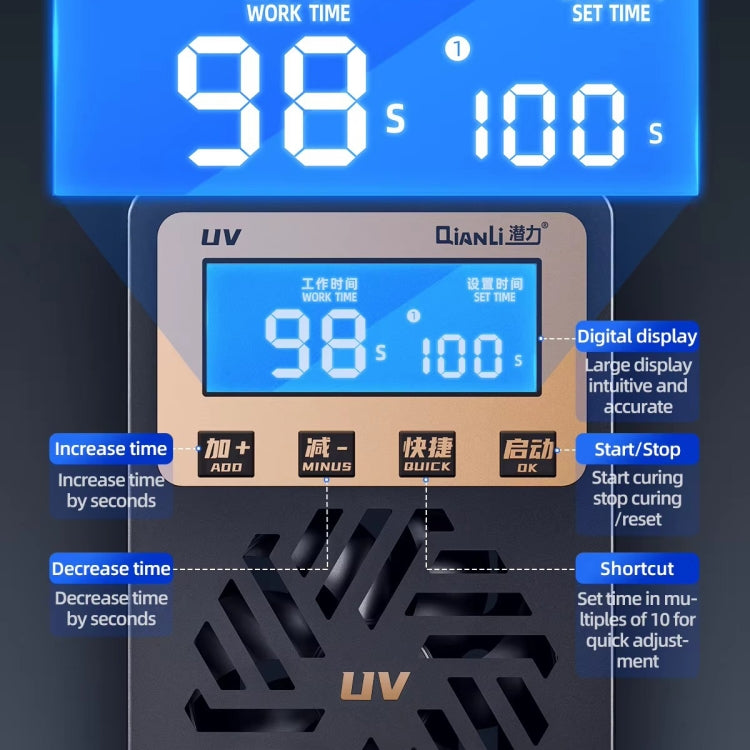 Qianli UVC17 7 inch Integrated UV Curing Lamp with Timing Function, US Plug