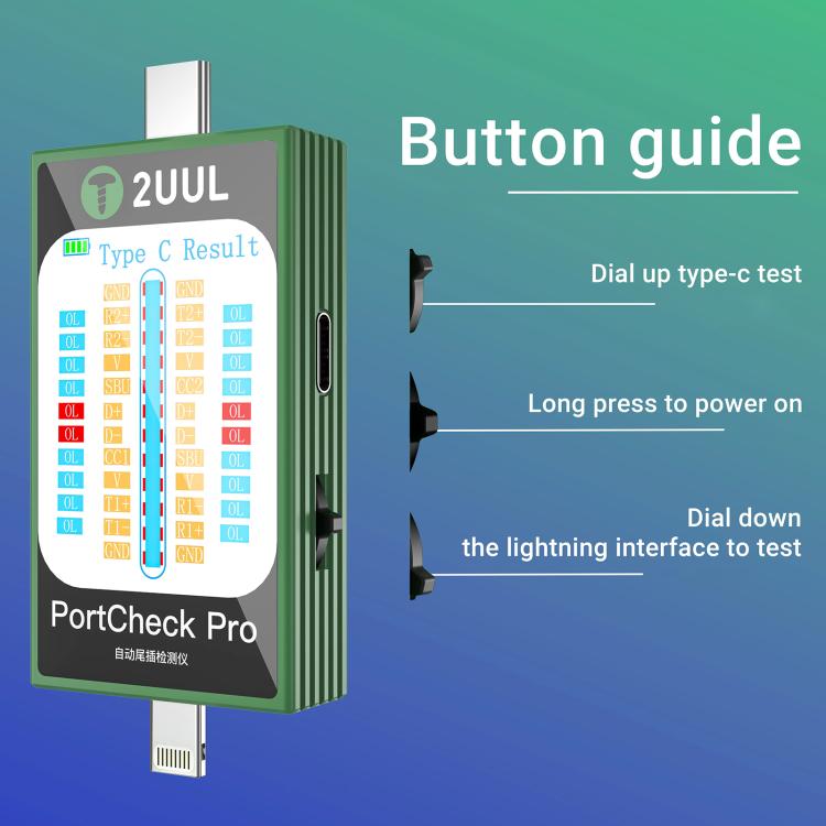2uul PW31 PortCheck Pro 5V / 2A Type-C / Lighting Interface Automatic Tail Plug Detector, 2uul PW31