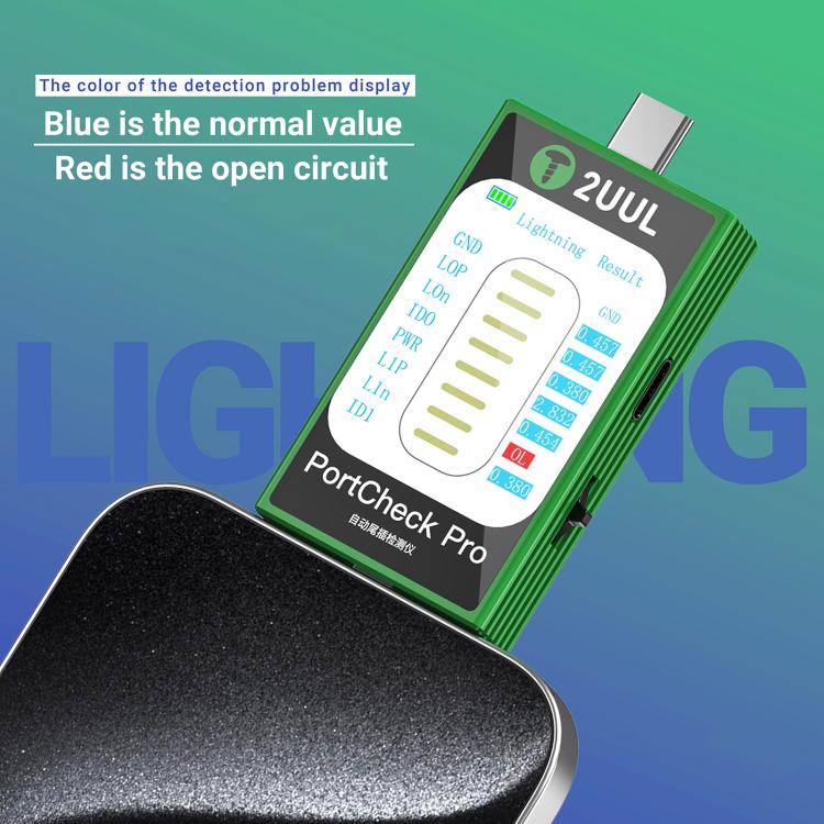 2uul PW31 PortCheck Pro 5V / 2A Type-C / Lighting Interface Automatic Tail Plug Detector, 2uul PW31