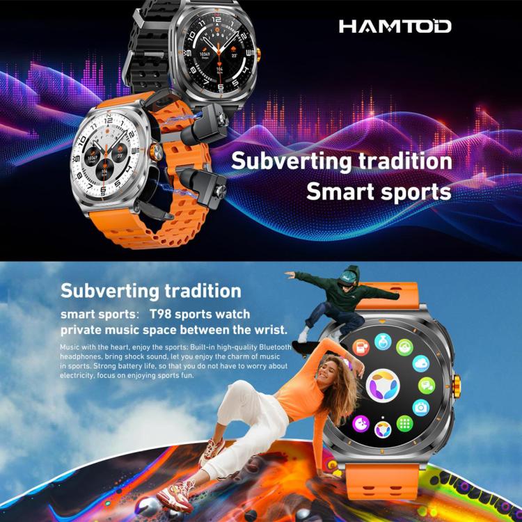 HAMTOD T98 Headphones Smart Watch,1.53 inch, Support Bluetooth Call / NFC / Heart Rate