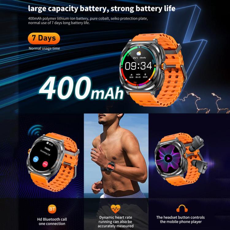 HAMTOD T98 Headphones Smart Watch,1.53 inch, Support Bluetooth Call / NFC / Heart Rate