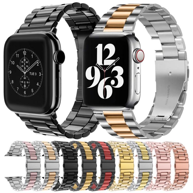 xDfind Three Beads Fold Buckle Stainless Steel Watch Band, For Apple Watch 46mm / 49mm / 45mm / 44mm, For Apple Watch 42mm / 41mm / 40mm / 38mm