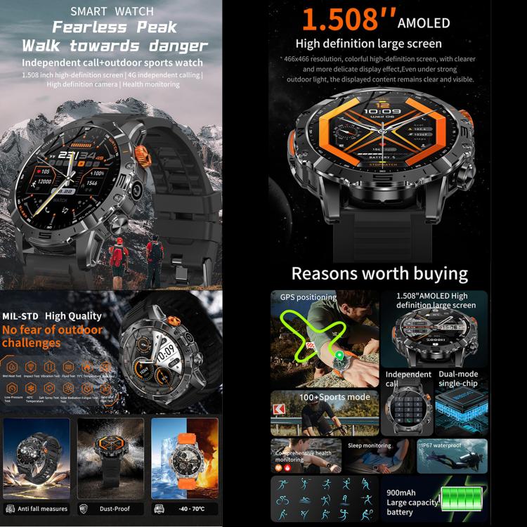 BH11 4G LTE Android 8.1 Smart Watch, 2GB+16GB, Unisoc 8541 Quad Core, Support Heart Rate / Blood Oxygen