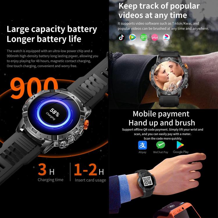 BH11 4G LTE Android 8.1 Smart Watch, 2GB+16GB, Unisoc 8541 Quad Core, Support Heart Rate / Blood Oxygen