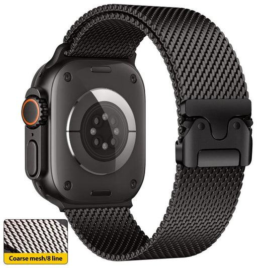 xDfind Umbrella Buckle Think Mesh Milanese Stainless Steel Watch Band, For Apple Watch 46mm / 49mm / 45mm / 44mm Think Mesh