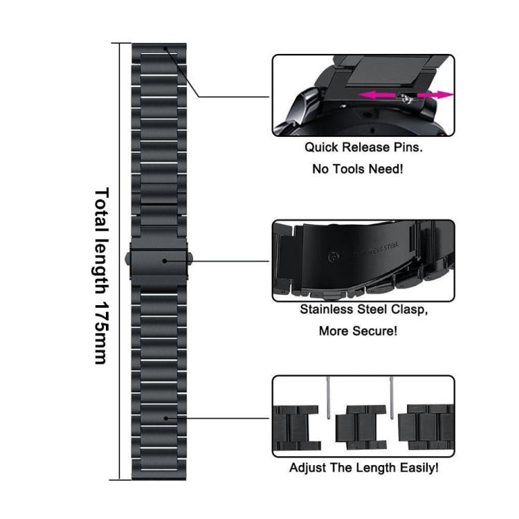 xDfind Three Beads Stainless Steel Watch Band, For Galaxy Watch9 / 8 / 8 Classic