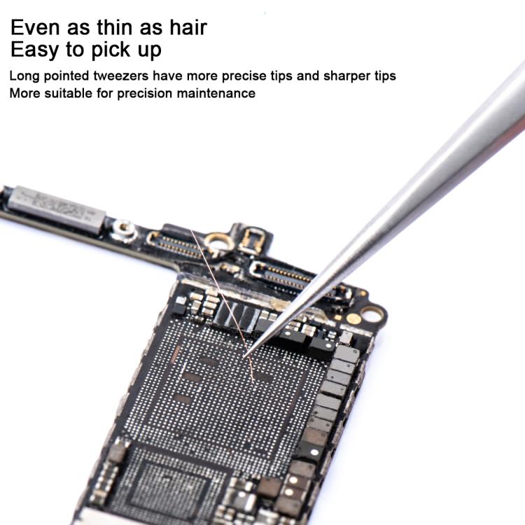 MEGA-IEDA High Hard Non-magnetic Stainless Steel Repair Tweezers, Long Tip, Short Tip, Curved Tip