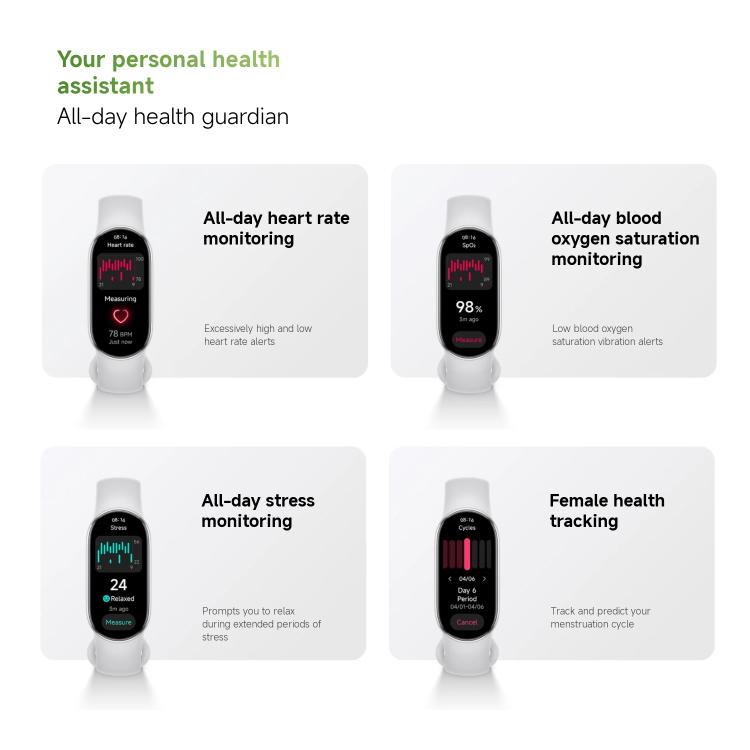 Original Xiaomi Smart Band 10, 1.72 inch AMOLED Screen 5ATM Waterproof Smart Watch, Support Blood Oxygen / Heart Rate Monitor, Smart Band 10 Black, Smart Band 10 Silver, Smart Band 10 Pink Gold