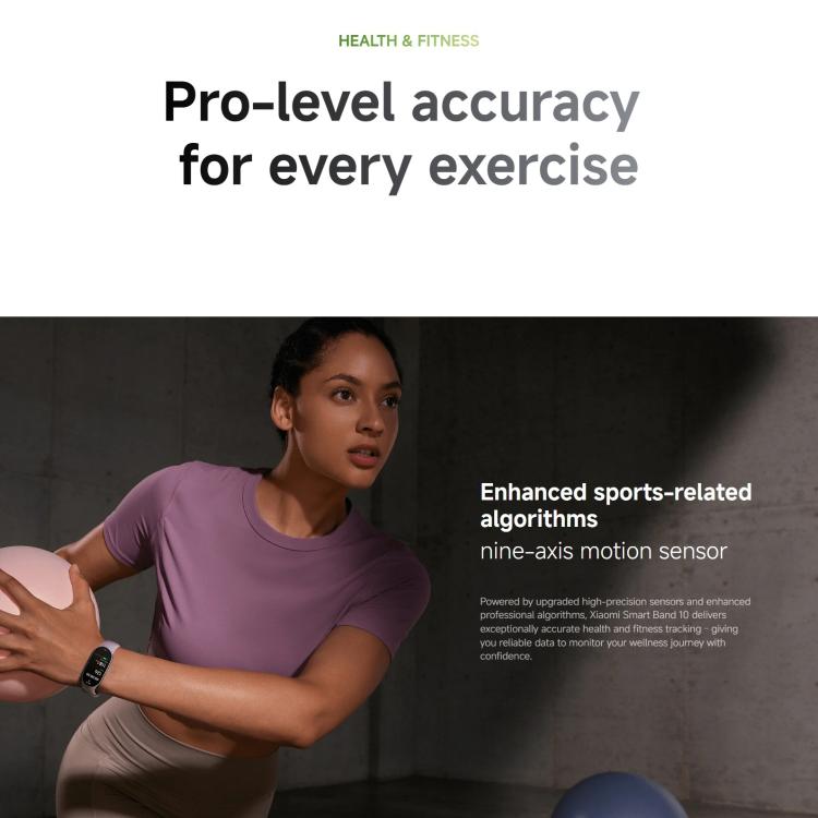 Original Xiaomi Smart Band 10, 1.72 inch AMOLED Screen 5ATM Waterproof Smart Watch, Support Blood Oxygen / Heart Rate Monitor, Smart Band 10 Black, Smart Band 10 Silver, Smart Band 10 Pink Gold