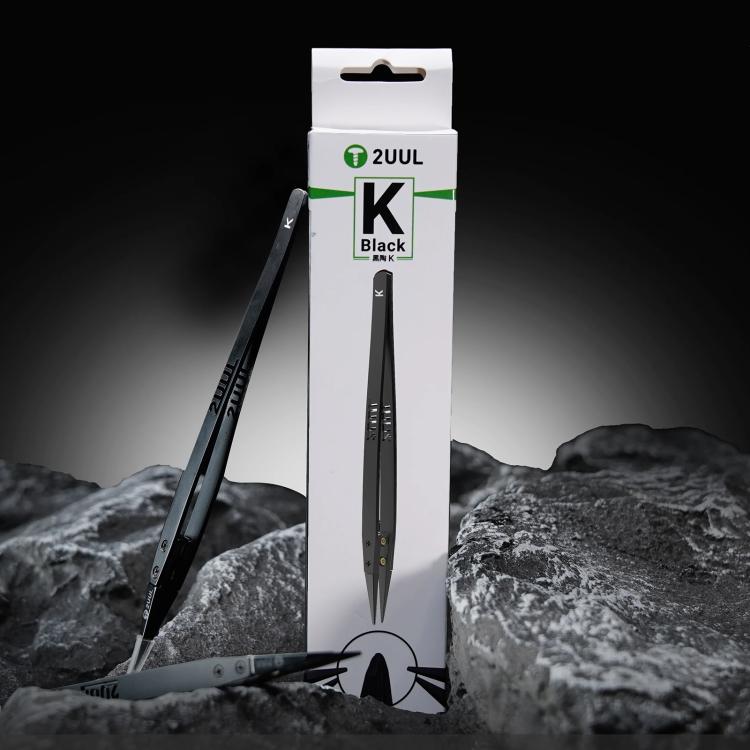 2uul TW32 Black K Flat Tip ESD-Safe Ceramic Tweezers, 2uul TW32