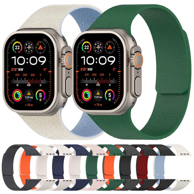 xDfind Litchi Texture Magnetic Silicone Watch Band, For Apple Watch 42 / 44 / 45 / 46 / 49mm, For Apple Watch 38 / 40 / 41 / S10 42mm