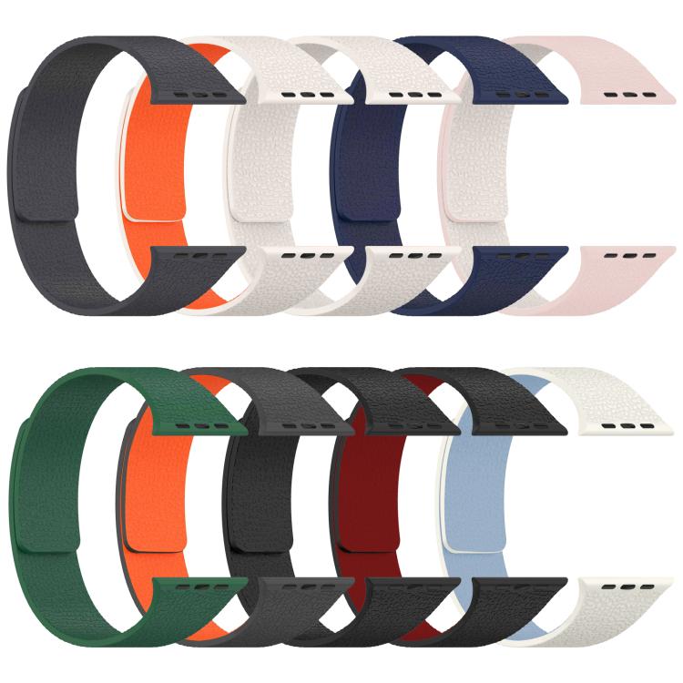 xDfind Litchi Texture Magnetic Silicone Watch Band, For Apple Watch 42 / 44 / 45 / 46 / 49mm, For Apple Watch 38 / 40 / 41 / S10 42mm