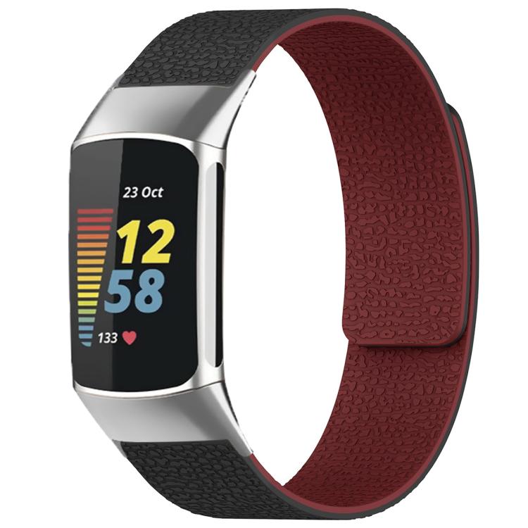 xDfind Litchi Texture Magnetic Silicone Watch Band, For Fitbit Charge 5 / Charge 6, For Fitbit Versa 4/Versa3/Sense2/Sense, For Fitbit Inspire 2 / Ace 3, For Fitbit Charge 4 / Charge 3