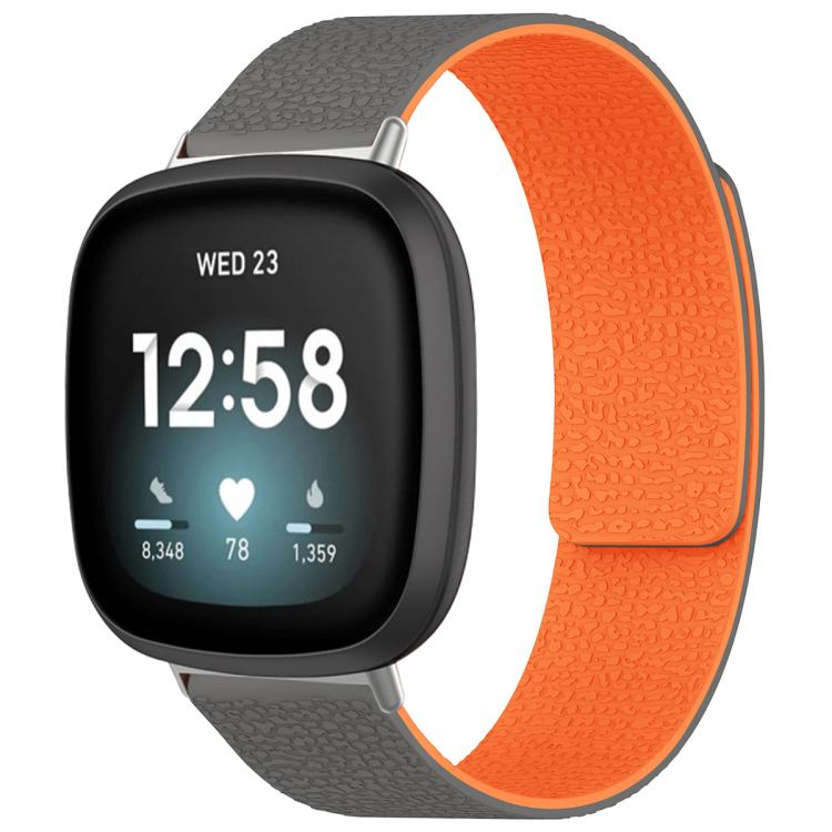 xDfind Litchi Texture Magnetic Silicone Watch Band, For Fitbit Charge 5 / Charge 6, For Fitbit Versa 4/Versa3/Sense2/Sense, For Fitbit Inspire 2 / Ace 3, For Fitbit Charge 4 / Charge 3