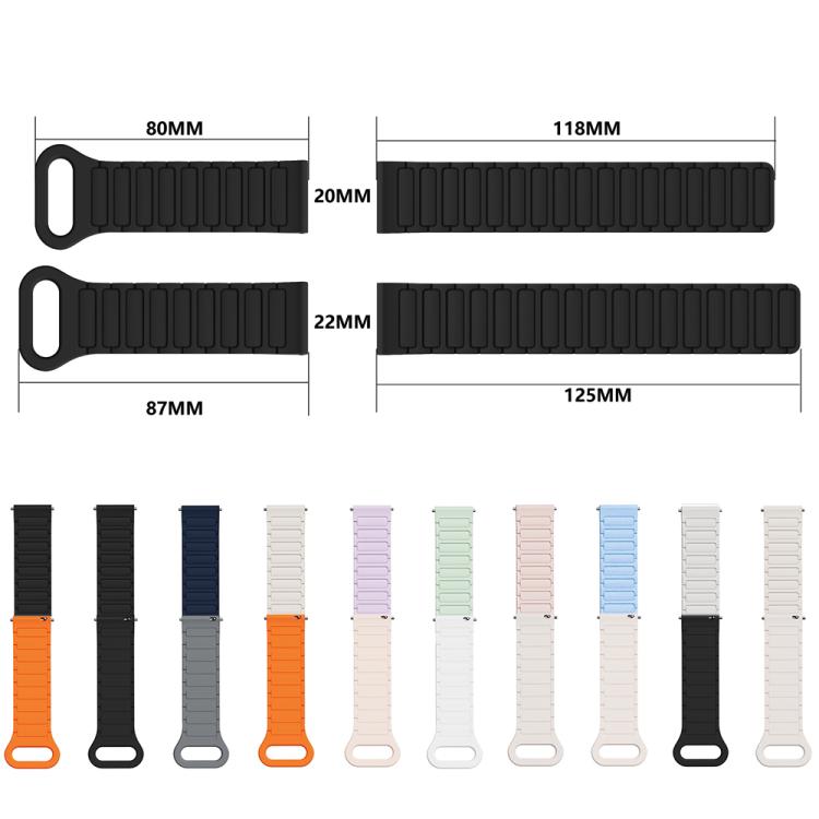 xDfind Reverse Buckle Tri-beads Magnetic Silicone Watch Band, 20mm, 22mm