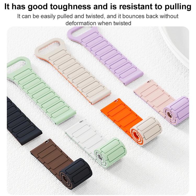 xDfind Reverse Buckle Tri-beads Magnetic Silicone Watch Band, 20mm, 22mm