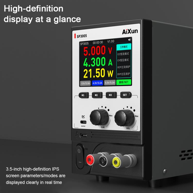 Aixun SP3005 Intelligent Interconnection CNC Programmable DC Power Supply, Aixun SP3005 EU Plug