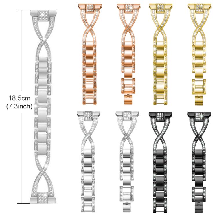 xDfind X-Shaped Single Row Diamond Metal Watch Band, 22mm, 20mm, 18mm